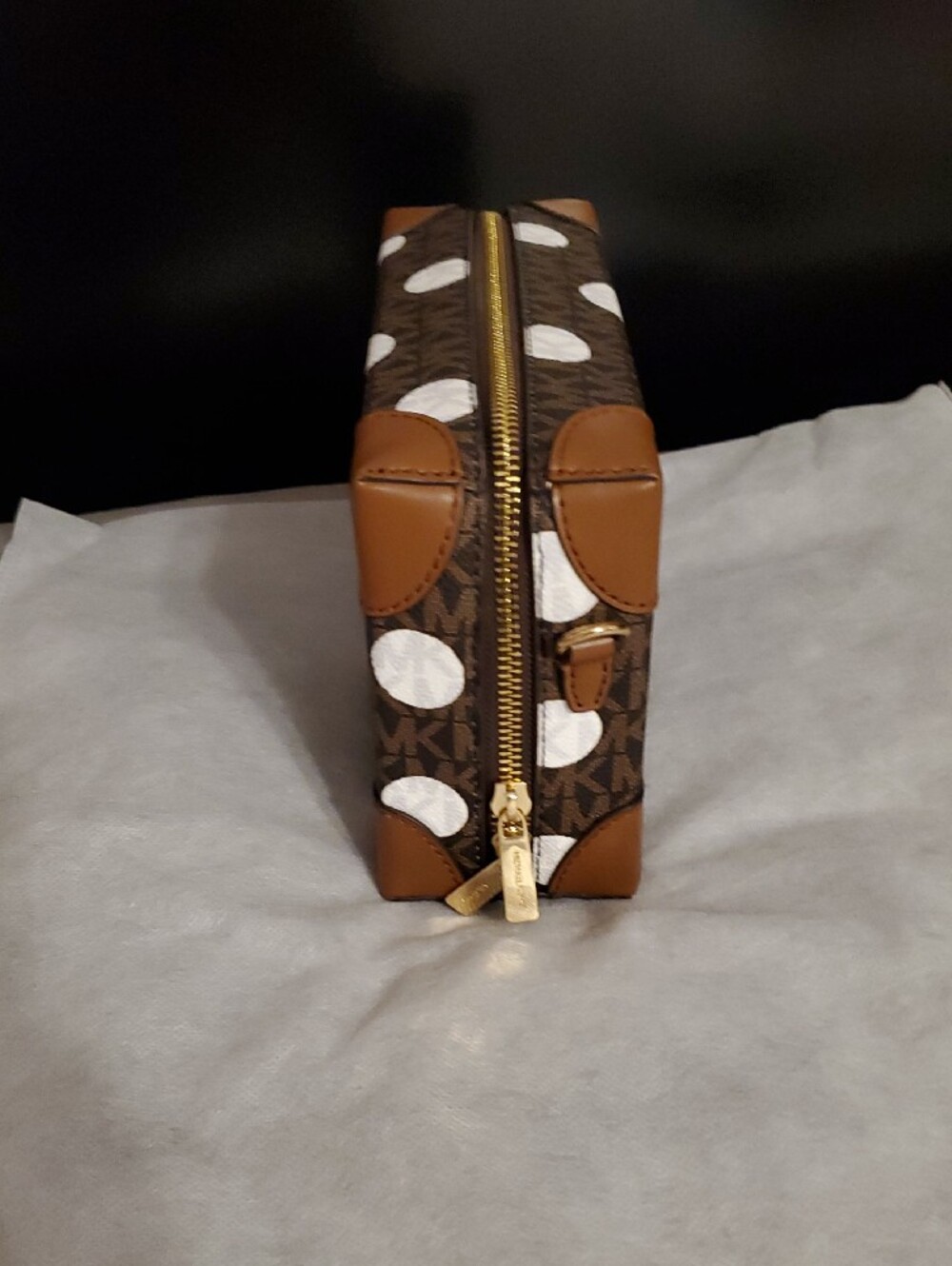 Michael Kors Brown Logo Crossbody with White Polka Dots - Picture 5 of 9